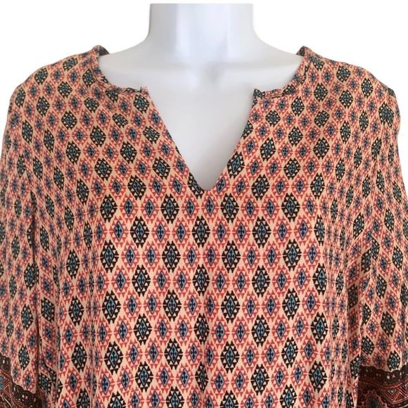 Francesca’s Blue Rain Boho V Neck 3/4 Sleeve Blouse Size Small - Picture 3 of 6